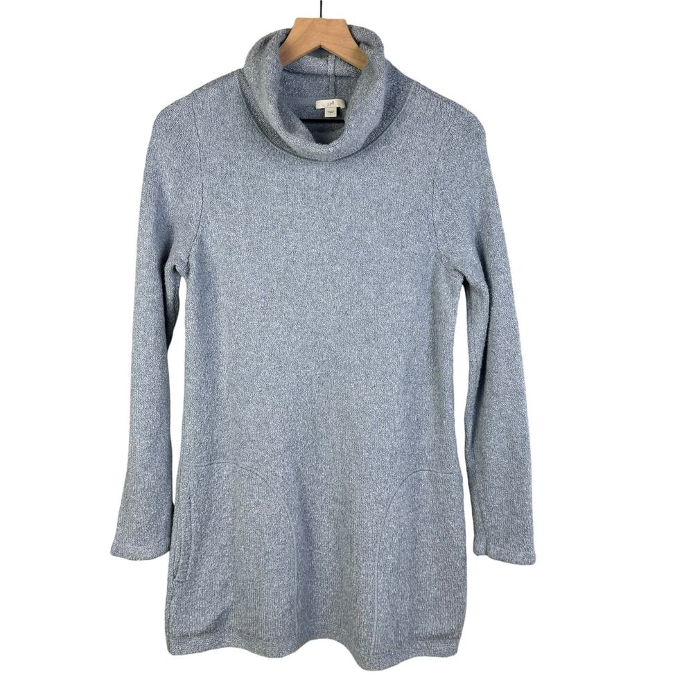 J, Jill Sweater Women Small Heaver Knit Cowl Neck Blue Longline Cozy Warm‎